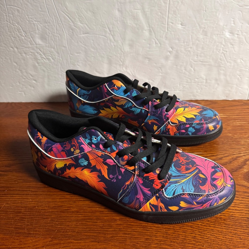 ZSZ Zone Mens Floral Botanical Print Low Top Sneakers Multi Color Size 46 US 12 - Picture 2 of 7